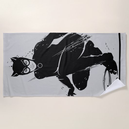 Serviette De Plage Pose à pinceau en encre Catwoman (Devant)