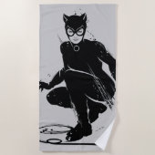 Serviette De Plage Pose à pinceau en encre Catwoman (Devant)