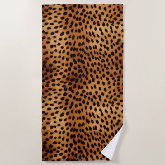 Serviette De Plage Poster de animal Cheetah Brown et noir (Devant)