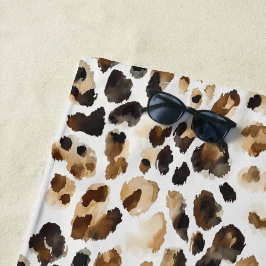 Serviette De Plage Poster de animal Leopard à crème Brown (En situation)