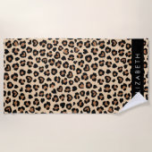 Serviette De Plage Poster de animal, Léopard Brown, Coeurs, Votre Nom (Devant)