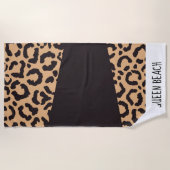 Serviette De Plage Poster de animal Leopard d'or noir moderne (Devant)