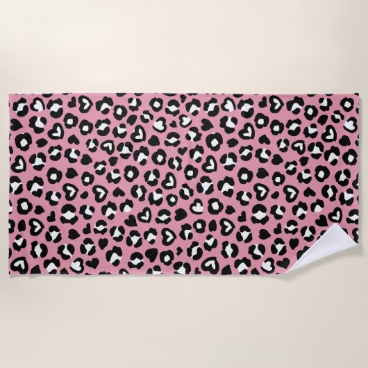 Serviette De Plage Poster de animal, Léopard Rose, Zones De Cheetah, (Devant)