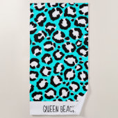 Serviette De Plage Poster de animal moderne Cyan Blue Leopard (Devant)
