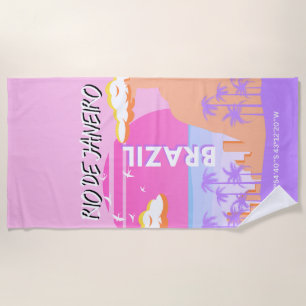 Serviette De Plage Poster rose de Rio de Janeiro Brésil Travel Art