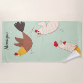 Serviette De Plage poule folle ferme moderne monogramme (Devant)