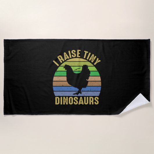 Serviette De Plage Poulet D'Art Je Soulève De Minuscules Dinosaures (Devant)