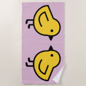 Serviette De Plage Poulet Jaune Sur Fond Rose (Devant)