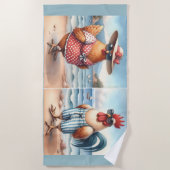 Serviette De Plage Poulets en maillots de bain en bord de mer (Devant)