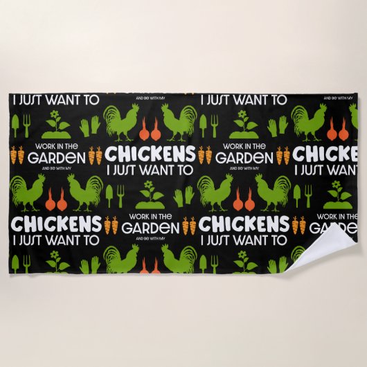 Serviette De Plage Poulets Et Jardinage (Devant)