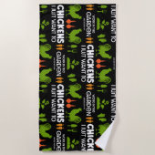 Serviette De Plage Poulets Et Jardinage (Devant)