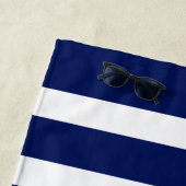 Serviette De Plage poulpe bleue à rayures blanches et bleues (En situation)