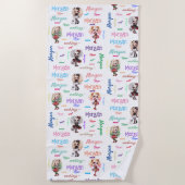 Serviette De Plage Poupée Éffrayante Halloween Thème avec nom (Devant)