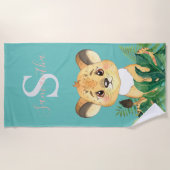 Serviette de plage pour bébé de la jungle Lion pou (Devant)