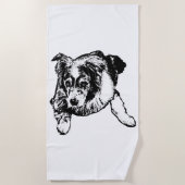 Serviette de plage pour chien Aussie – Design calm (Devant)