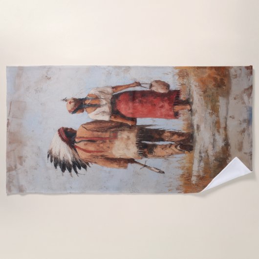 Serviette de plage pour couple amérindien (Devant)