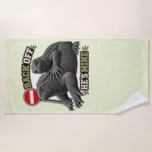 Serviette de plage pour couple de iguanes Back Off (Devant)