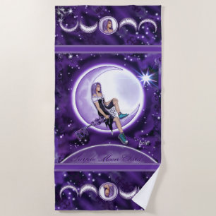 Serviette de plage pour enfant de lune violette