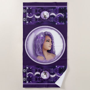 Serviette de plage pour enfant de lune violette