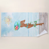 Serviette de plage pour femme afro-américaine (Devant)