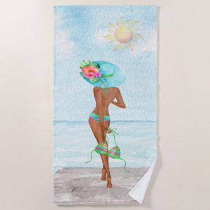 Serviette de plage pour femme afro-américaine