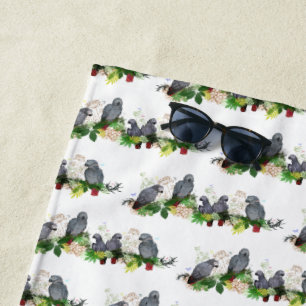 Serviette de plage pour fête de perroquet gris afr