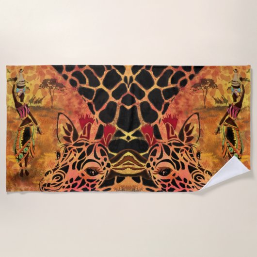 Serviette de plage pour filles et girafe africaine (Devant)