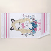 Serviette de plage pour filles | Nom personnalisé (Devant)