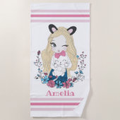 Serviette de plage pour filles | Nom personnalisé (Devant)