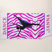 Serviette de plage pour filles rose Zebra Ballerin (Devant)