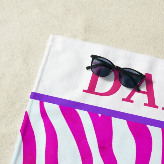 Serviette de plage pour filles rose Zebra Ballerin (En situation)