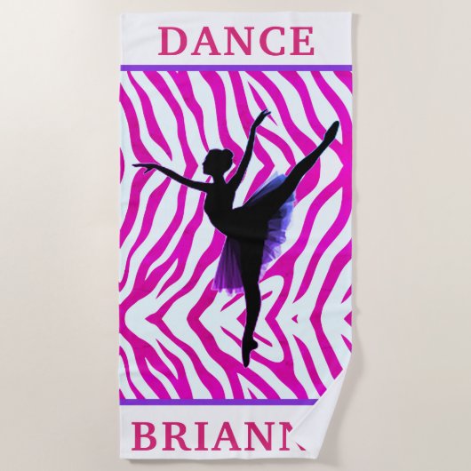 Serviette de plage pour filles rose Zebra Ballerin (Devant)