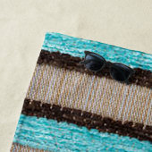 Serviette de plage pour homme horizontale Aqua/Brw (En situation)