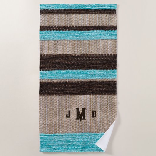 Serviette de plage pour homme horizontale Aqua/Brw (Devant)