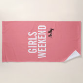 Serviette de plage pour week-end entre filles Rose (Devant)