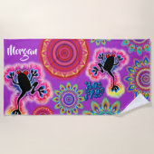 Serviette De Plage Pourpre chaud psychédélique de surf de grenouille (Devant)