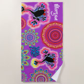 Serviette De Plage Pourpre chaud psychédélique de surf de grenouille (Devant)