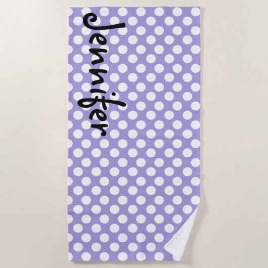 Serviette de plage pourpre personnalisée de point (Devant)