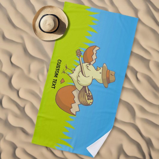 Serviette De Plage Poussin de Pâques avec Bouzouki