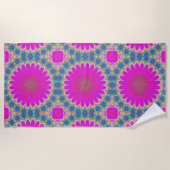 Serviette De Plage Pouvoir floral rétro Mandala psychédélique (Devant)