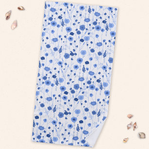 Serviette De Plage Prairie Fleur Sauvage Bleue Côtière Botanique Flor