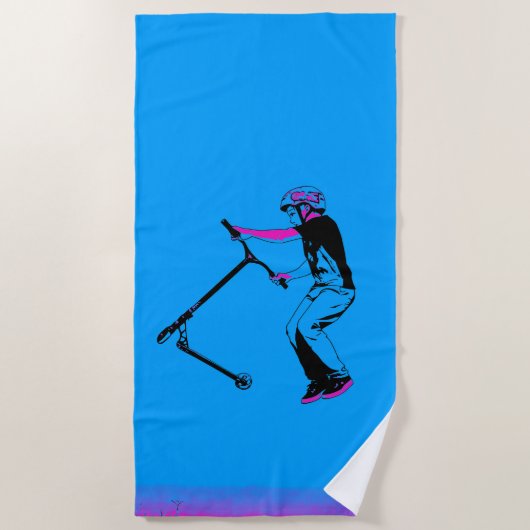 Serviette De Plage Pratiquer des tricks de trottinette - Cavalier de (Devant)