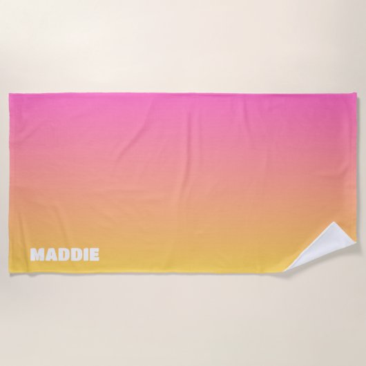 Serviette de plage pré-chic aux tons rose et orang (Devant)