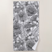 Serviette De Plage Pré Dandelion en noir et blanc (Devant)