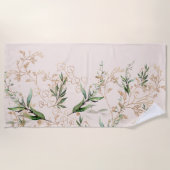 Serviette De Plage Premium Moderne Boho Eucalyptus Clair Rose (Devant)