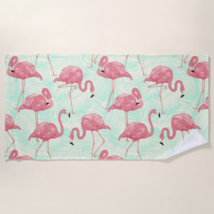 Serviette De Plage Preppy Chic Elegant Pink Flamingo Motif