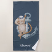 Serviette De Plage Preppy Nautical Cute Bear Boys (Devant)
