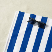 Serviette De Plage Preppy Navy et White Stripes Motif géométrique S (En situation)
