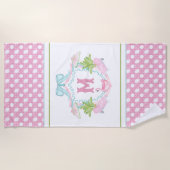 Serviette De Plage Preppy Palm Beach Monogram Crest (Devant)
