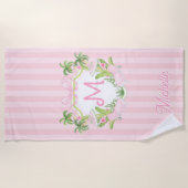 Serviette De Plage Preppy Palm Beach Monogram Crest (Devant)
